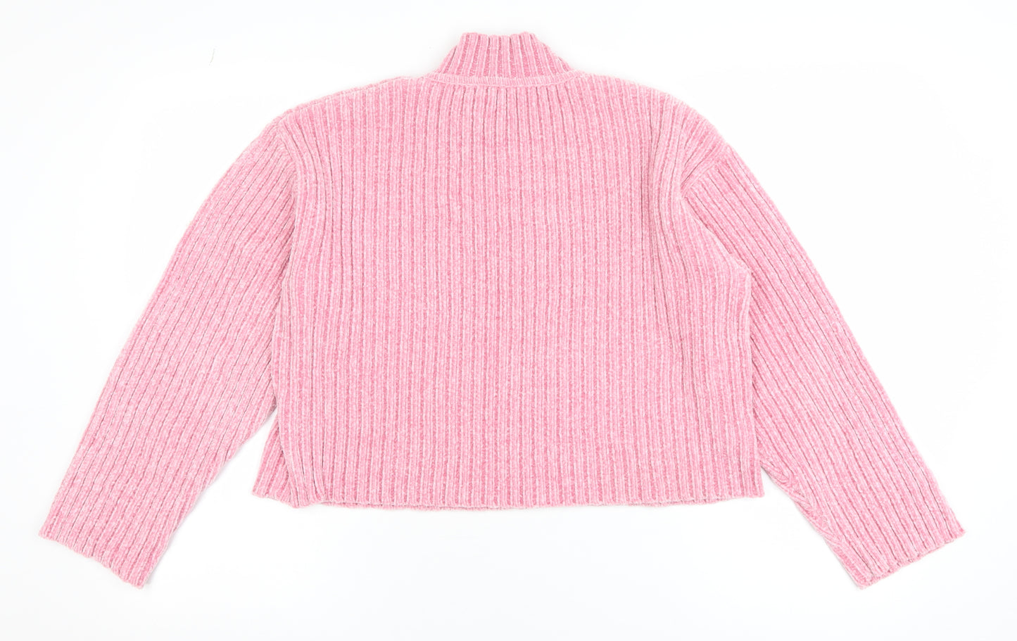 Pep&Co Women’s Pink Mock Neck Ribbed Pullover Jumper Size S 8-10