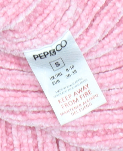 Pep&Co Women’s Pink Mock Neck Ribbed Pullover Jumper Size S 8-10
