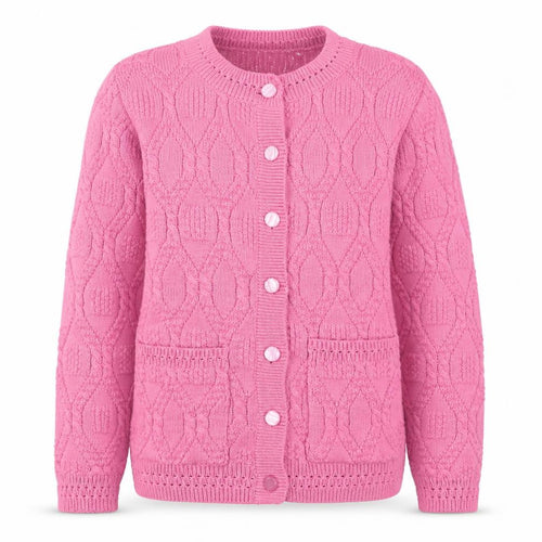 Beaumonde Girls Pink Cable Knit Button Cardigan 10-12 Years Polyester Blend
