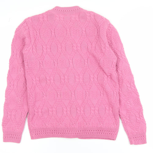Beaumonde Girls Pink Cable Knit Button Cardigan 10-12 Years Polyester Blend
