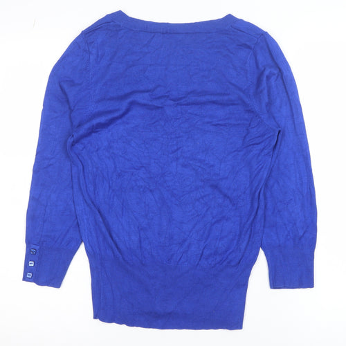 Select Women's Blue V-Neck 3/4 Sleeve Pullover Jumper Size 12