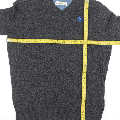 Abercrombie Kids Boys Grey V-Neck Jumper XL/16 Cotton Blend