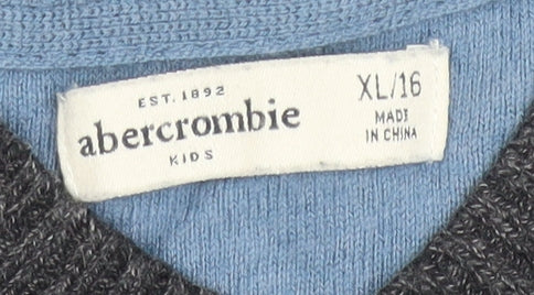 Abercrombie Kids Boys Grey V-Neck Jumper XL/16 Cotton Blend