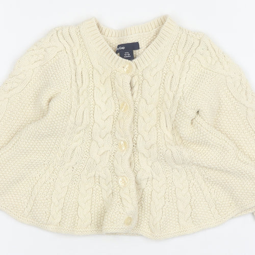 Gap Baby Ivory Cable Knit Cotton Cardigan 12-18 Months Unisex