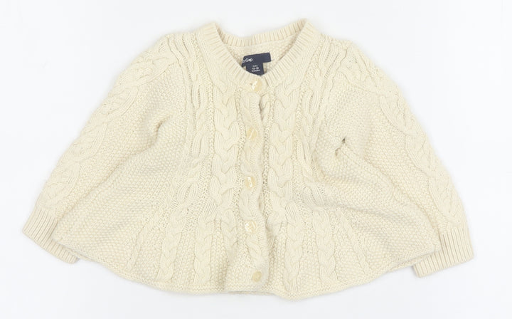 Gap Baby Ivory Cable Knit Cotton Cardigan 12-18 Months Unisex