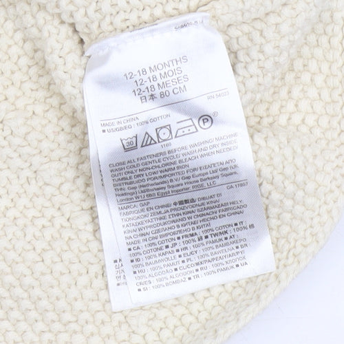 Gap Baby Ivory Cable Knit Cotton Cardigan 12-18 Months Unisex