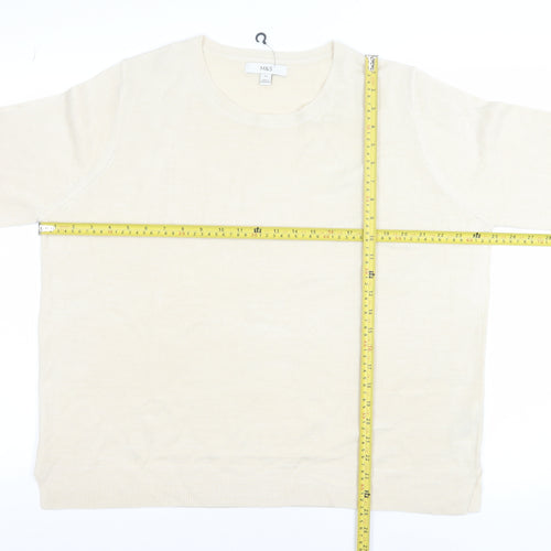 Marks and Spencer Women Beige Acrylic Crew Neck Long Sleeve Jumper Size 20