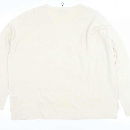Marks and Spencer Women Beige Acrylic Crew Neck Long Sleeve Jumper Size 20