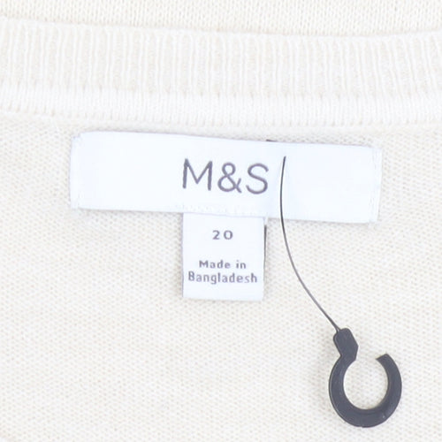 Marks and Spencer Women Beige Acrylic Crew Neck Long Sleeve Jumper Size 20