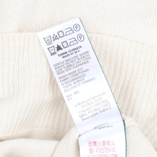 Marks and Spencer Women Beige Acrylic Crew Neck Long Sleeve Jumper Size 20
