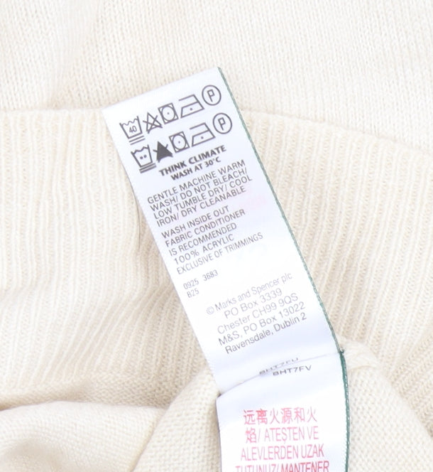 Marks and Spencer Women Beige Acrylic Crew Neck Long Sleeve Jumper Size 20