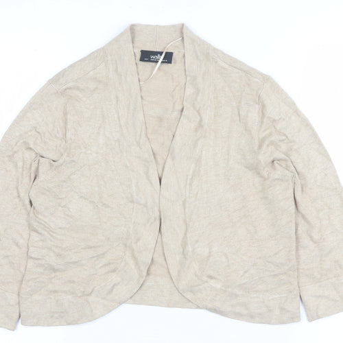 Wallis Women's Beige Open Front Cardigan UK S Long Sleeve Knit