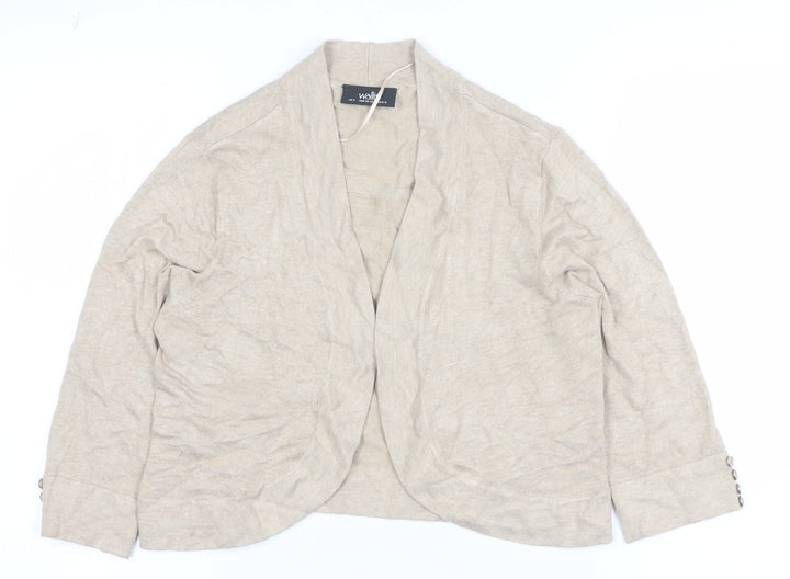 Wallis Women's Beige Open Front Cardigan UK S Long Sleeve Knit