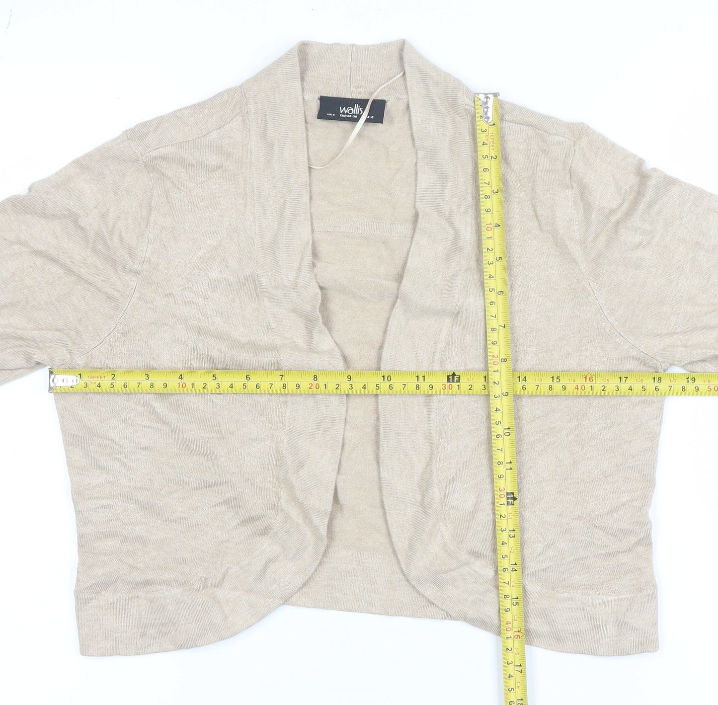 Wallis Women's Beige Open Front Cardigan UK S Long Sleeve Knit