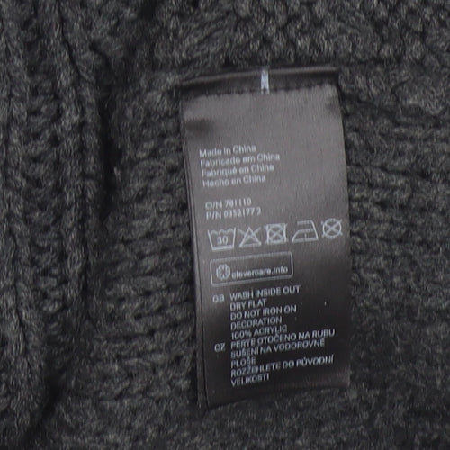 H&M Women Black Beaded Cable Knit High Neck Jumper Size 12