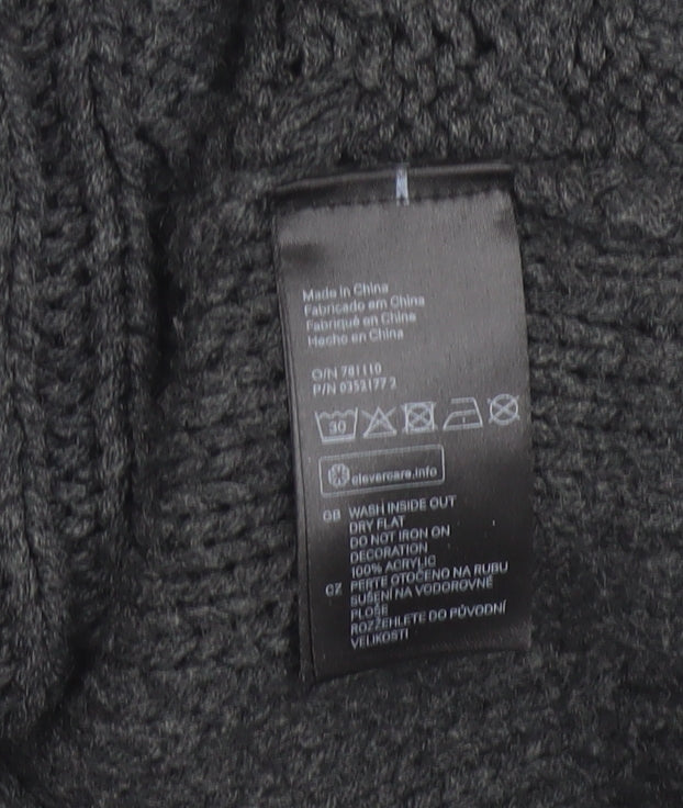H&M Women Black Beaded Cable Knit High Neck Jumper Size 12