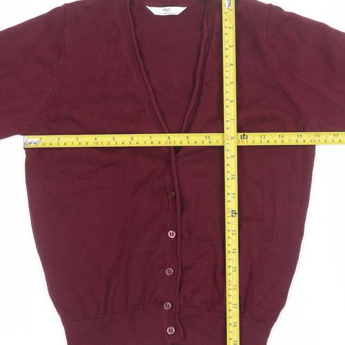 Marks and Spencer Girls Burgundy Cotton Button Cardigan 10-11 Years