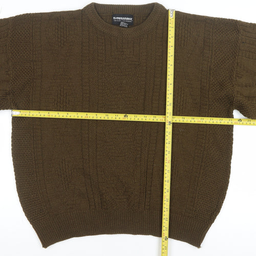 Expression International Men's Brown L Cable-Knit Acrylic Jumper