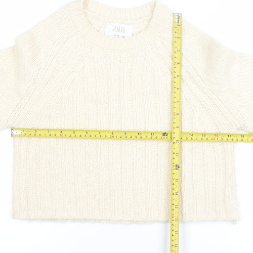 ZARA Girls Ivory Knit Pullover Jumper 11-12 Years Soft Wool Alpaca Blend