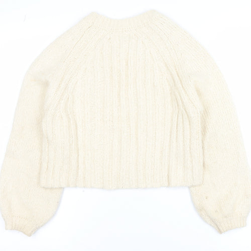ZARA Girls Ivory Knit Pullover Jumper 11-12 Years Soft Wool Alpaca Blend