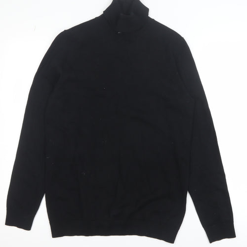 Marks and Spencer Women's Black Roll Neck Cotton Jumper Size S