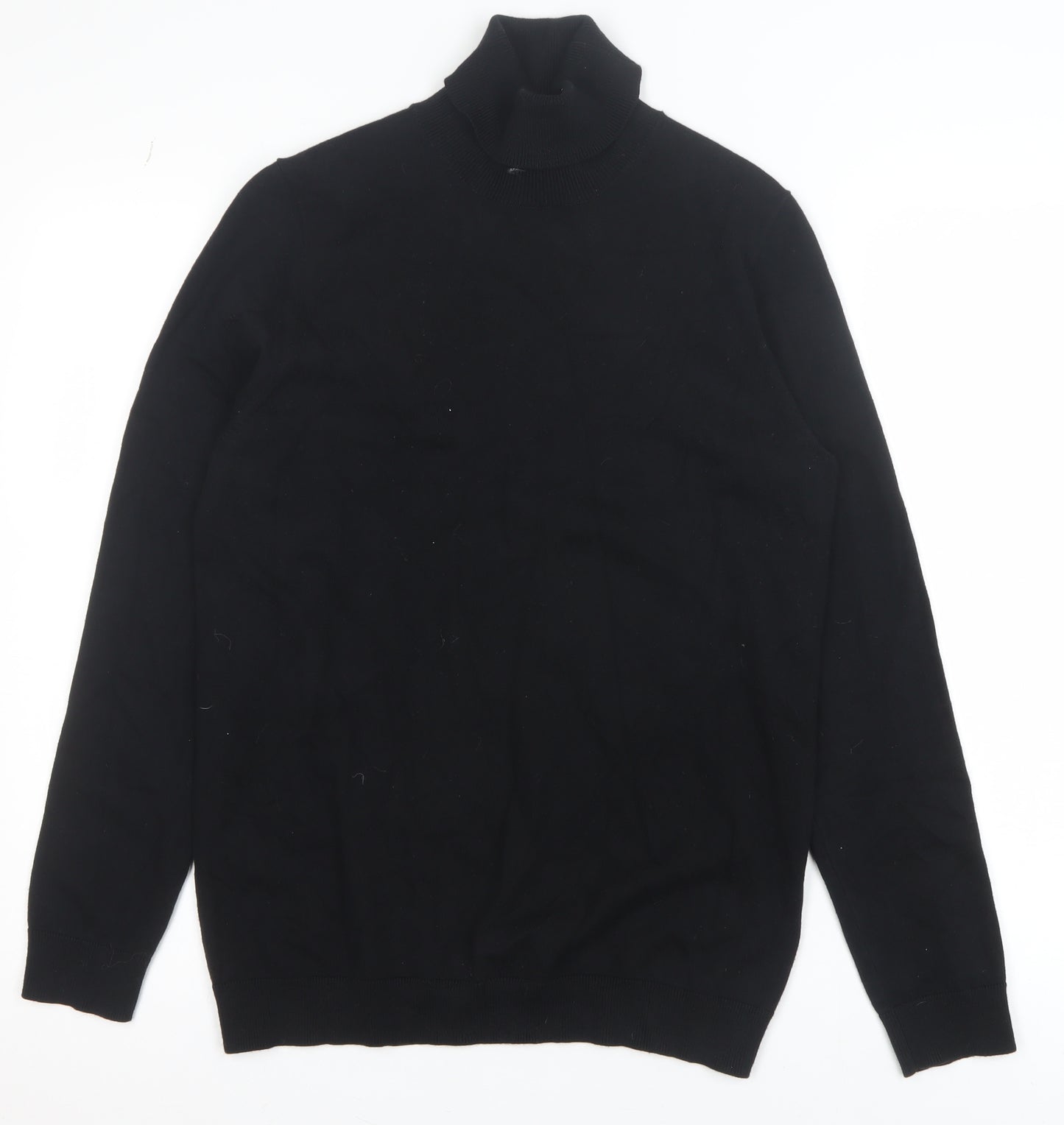 Marks and Spencer Women's Black Roll Neck Cotton Jumper Size S