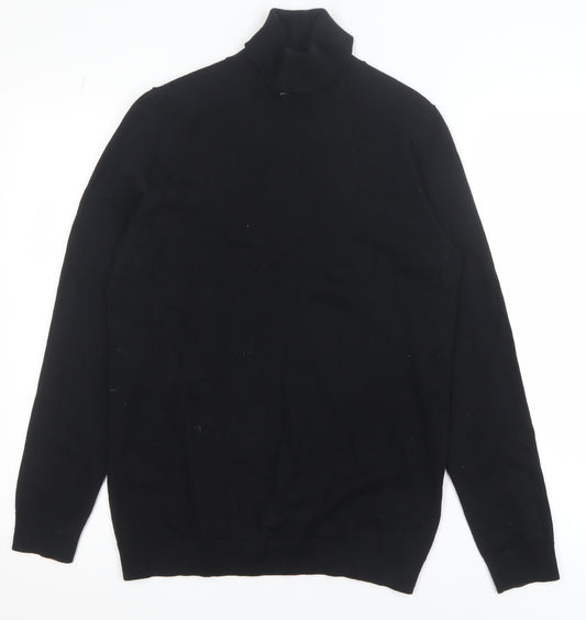 Marks and Spencer Women's Black Roll Neck Cotton Jumper Size S