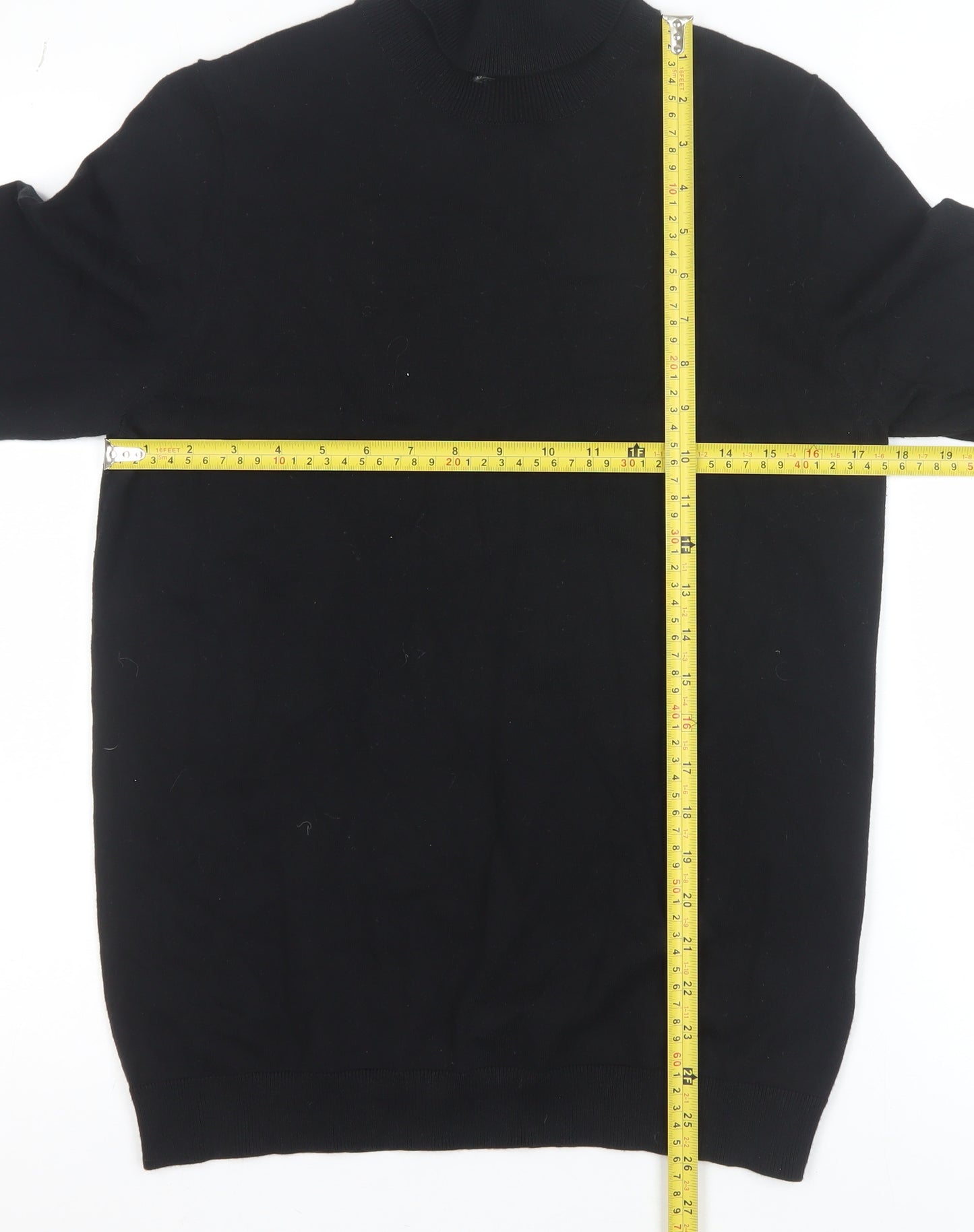Marks and Spencer Women's Black Roll Neck Cotton Jumper Size S