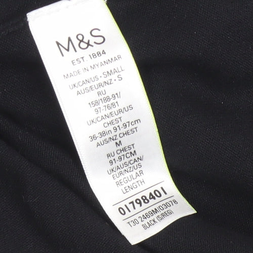 Marks and Spencer Women's Black Roll Neck Cotton Jumper Size S
