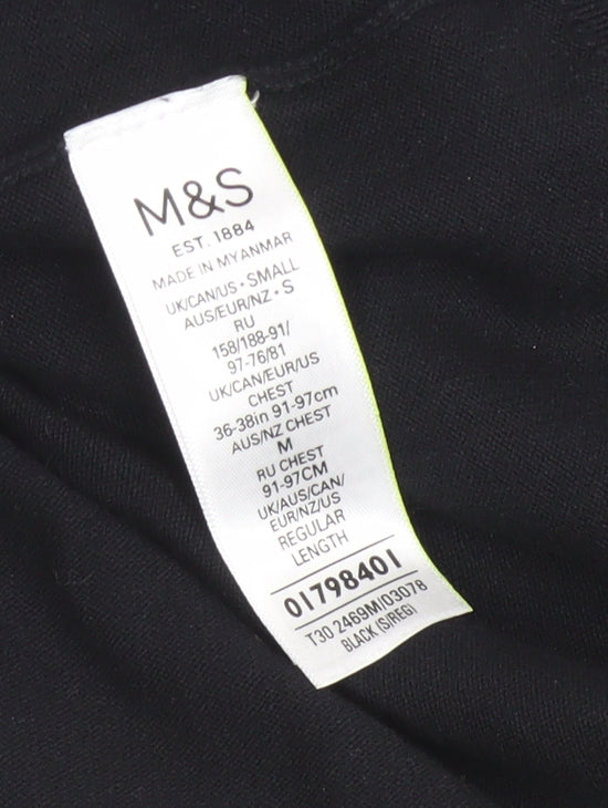Marks and Spencer Women's Black Roll Neck Cotton Jumper Size S