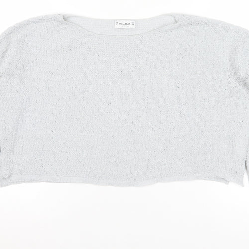 Pull&Bear Womens Grey Knit Pullover Jumper Size 12 Relaxed Fit