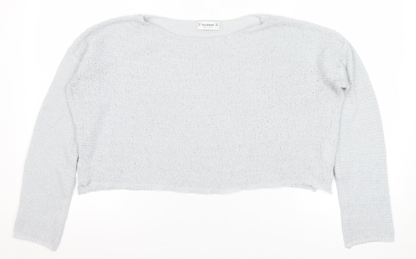 Pull&Bear Womens Grey Knit Pullover Jumper Size 12 Relaxed Fit