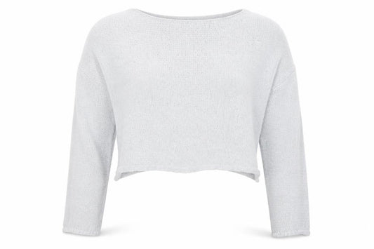 Front view of Pull&Bear women’s grey knit jumper, size UK 12, relaxed fit