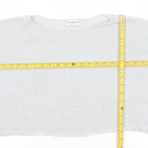 Pull&Bear Womens Grey Knit Pullover Jumper Size 12 Relaxed Fit
