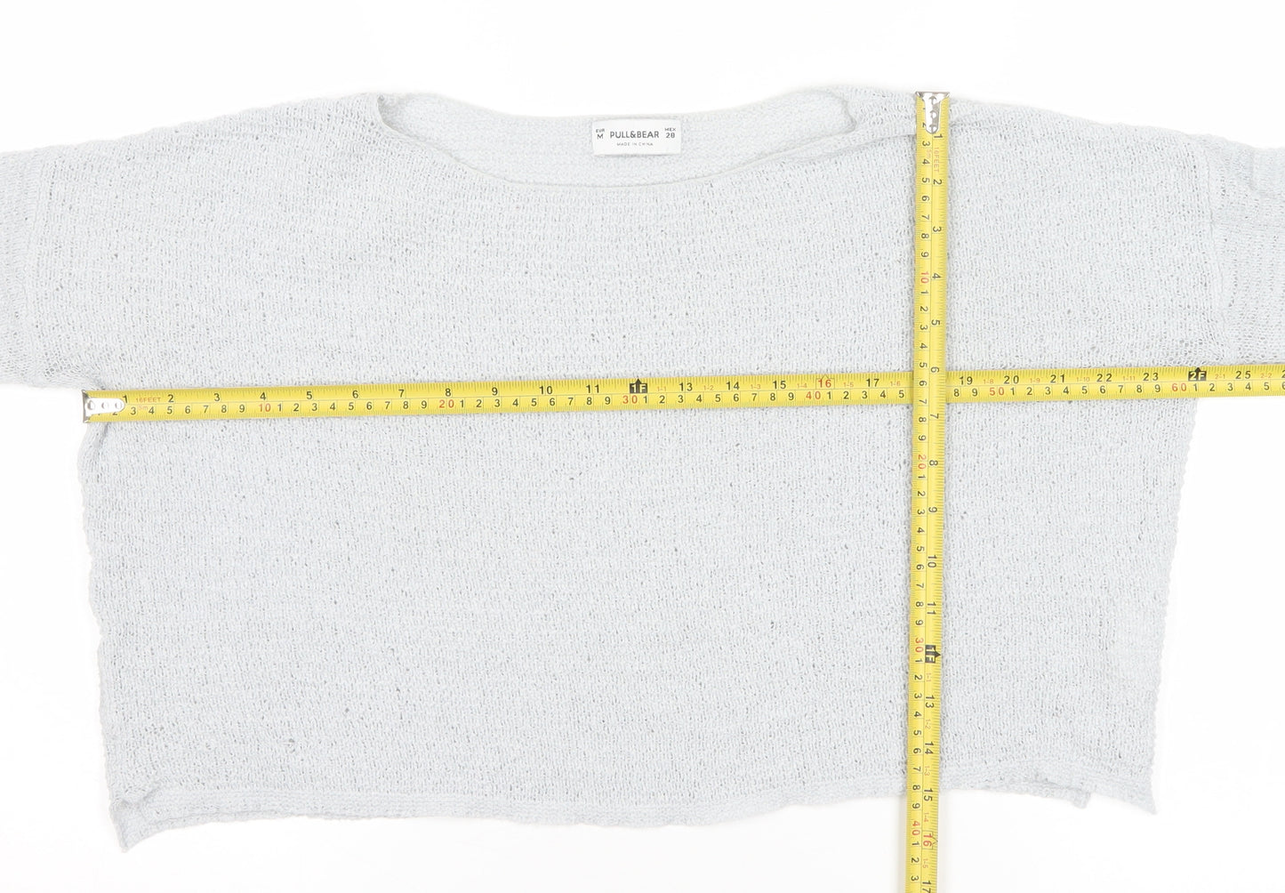Pull&Bear Womens Grey Knit Pullover Jumper Size 12 Relaxed Fit
