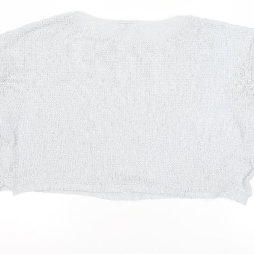 Pull&Bear Womens Grey Knit Pullover Jumper Size 12 Relaxed Fit