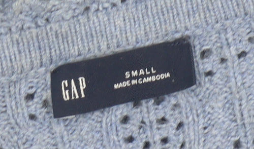 GAP Women Blue Knit Button V-Neck Cardigan Small