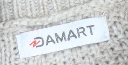 Damart Men’s Beige Cable-Knit Button Cardigan M Wool Blend