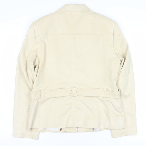 Klass Women Beige Faux Suede Short Zip Jacket Size 14