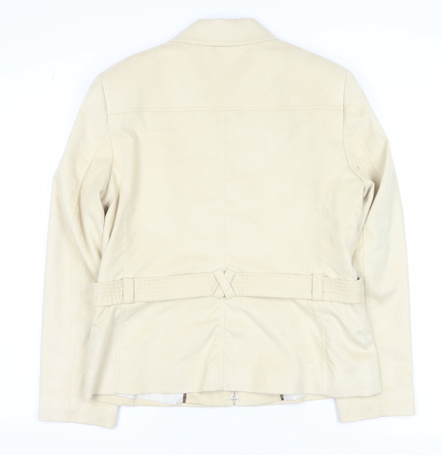 Klass Women Beige Faux Suede Short Zip Jacket Size 14