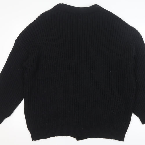 ROMWE Women's Black Chunky Knit Button Cardigan Size 12
