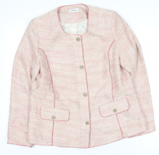 Damart Women’s Pink Tweed Button Blazer Jacket UK 14 Classic Mid-Length