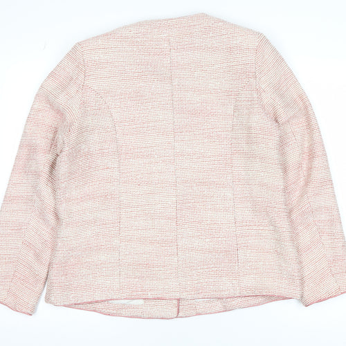 Damart Women’s Pink Tweed Button Blazer Jacket UK 14 Classic Mid-Length