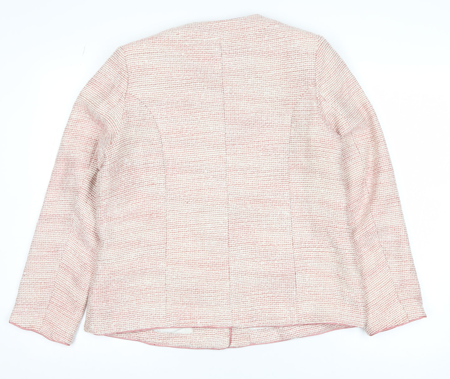 Damart Women’s Pink Tweed Button Blazer Jacket UK 14 Classic Mid-Length