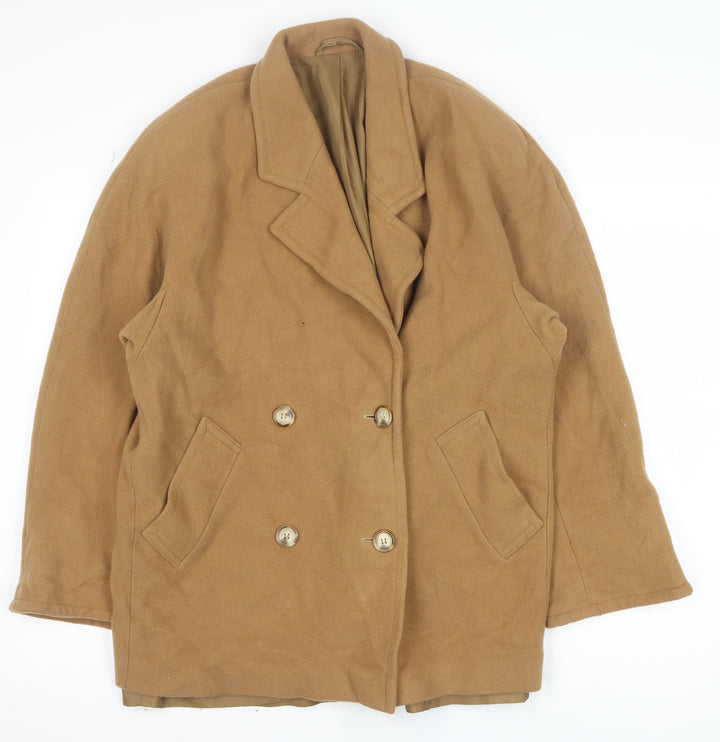 Marks and Spencer St Michael Women's Beige Wool Pea Coat UK 10 Petite Fit