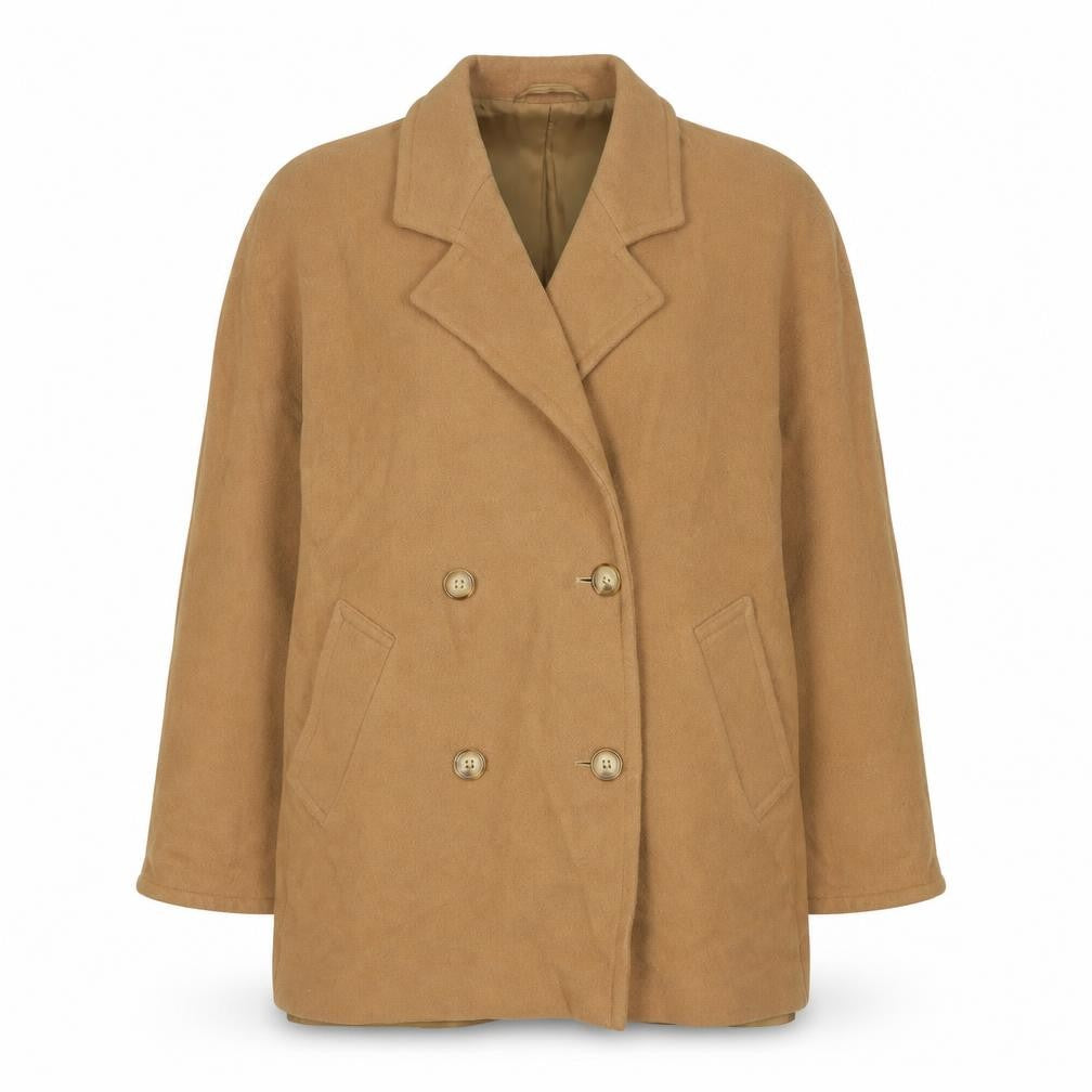 Marks and Spencer St Michael Women's Beige Wool Pea Coat UK 10 Petite Fit