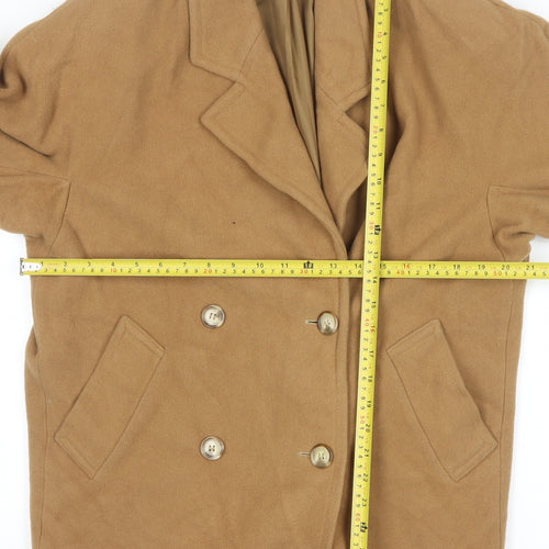 Marks and Spencer St Michael Women's Beige Wool Pea Coat UK 10 Petite Fit