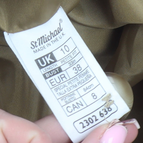 Marks and Spencer St Michael Women's Beige Wool Pea Coat UK 10 Petite Fit