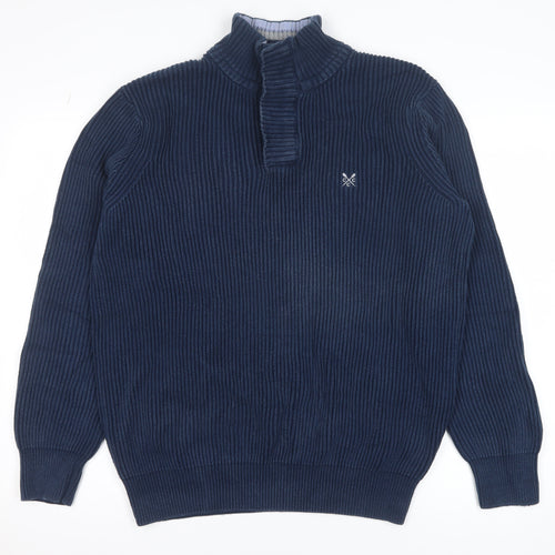 Crew Clothing Co. Men's Blue Cotton 1/4 Zip Jumper L