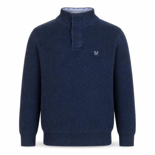 Crew Clothing Co. Men's Blue Cotton 1/4 Zip Jumper L